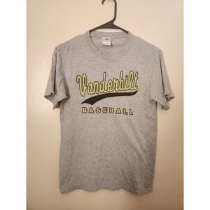 Men's Small Vanderbilt Baseball Tee‎ Shirt Gray Gold White Logo Excellent Cond